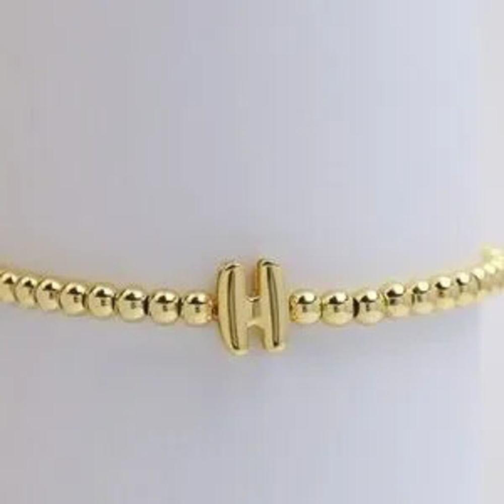 Gold Beaded Bubble Initial Bracelet (5100)